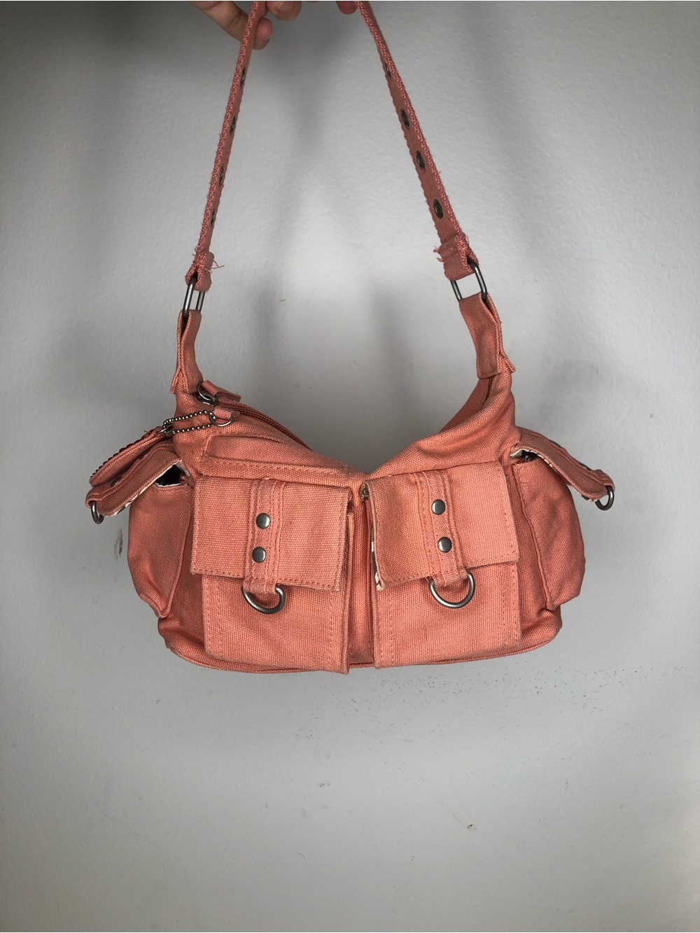 2000s Pink Shoulder Bag with Front Pockets